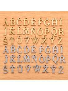 Paquete de 26 piezas de letras mayúsculas del alfabeto A-Z verticales, colgante de joyería DIY, dije perforado creativo para pulsera, collar, accesorios de regalo S128