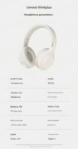 Lenovo TH30 无线头戴式耳机，配备蓝牙 5.3 | 无损 Hi-Fi 立体声 | 多操作系统同步 | 高清语音通话 | 发烧级升级