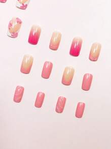 Instantly Enhances Your Charm 24pcs Press On Nails Medium Modern Fashion Fake Nails, White French Border And Pink French Blend, Ins Style 3D Transparent Wavy Line Pattern And 3D Transparent Pink And White Flowers, Sweet And Elegant Nail Art, Beautiful Temperament Fully Covered Fake Nail Set, Suitable For Girls And Women's Daily Wear, Beach Parties And Dances, Press On Fake Nail Supplies