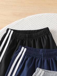 4PCS Sets Of Young Boys' Casual Sports Solid Color Shorts Suits, Comfortable And Simple College Style Jogging Shorts, Suitable For Summer Outdoor Vacation, Party, Cycling, Running, And Daily Wear