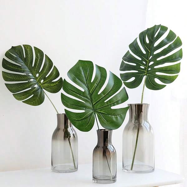 2pcs Artificial Turtle Leaf Decor, Fake Leaf Home Accessories, Plant Wall Decoration