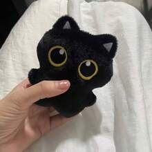 1pc Cute Black Cat Plush Doll, Durable Chew Doll For Cats To Self Play And Relieve Boredom, Pet Teeth Cleaning Doll With Sound