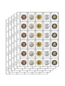 10 Pcs High-Transparency Coin Loose-Leaf Sheets With 30 Compartments. These Are Available Inner Pages Suitable For Banknote And Coin Loose-Leaf Albums. They Are Single-Sided High-Transparency Coin Album Pages. - Multicolor - View 1