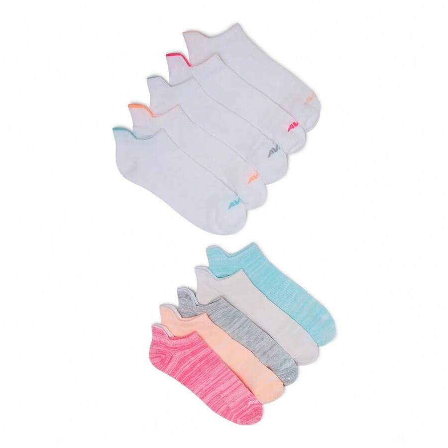 Avia Women's Performance Light Weight Low Cut Socks With Back Tab, Pack Of 10 - Pink - View 1