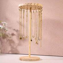 1 pièce Présentoir en bois rond pour collier/bracelet/serre-tête, support organisateur de bijoux. Nécessité estivale pour les femmes. Organisateur de rangement, cadeau, voyage, rentrée scolaire
