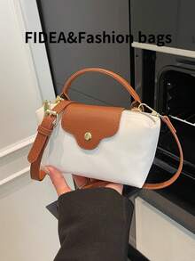 New Fashionable Solid Color Minimalist PU Bucket Bag, Chic And Simple High-End Style, Suitable For Work, Outing, Dating, Versatile - White - View 4