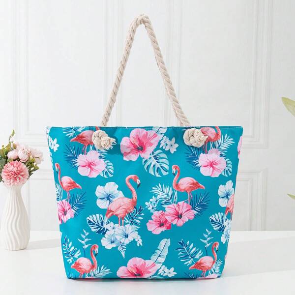 Nova Bolsa de Praia Casual Estampa Tropical para Férias