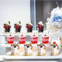 Copo de sobremesa elegante de plástico transparente com 20/50/100 peças, 2 oz - perfeito para chocolate e cheesecakes, pudins, mousses e sobremesas em camadas