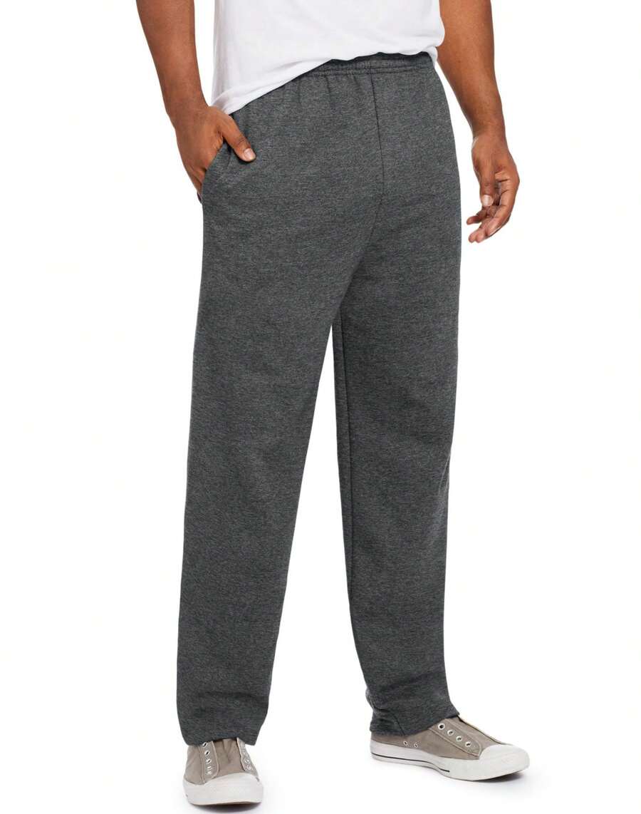 Hanes Mens Comfort Soft Smart Fleece Sweatpants, Charcoal Heather - 深灰色 - 查看 1