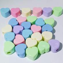 5pcs Minimalist Acrylic Large Hole Spring Color Heart Decor DIY Keychain, Jewelry, Festival Gift - Simple Style Acrylic Spring Color Love Big Hole Beads - View 8