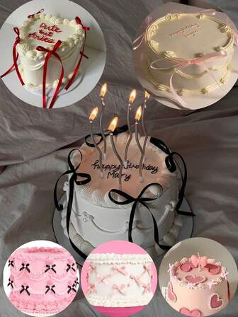 20/12/10 件红色/黑色/粉色优雅蝴蝶结蛋糕装饰，母亲节和情人节蛋糕装饰，丝带蛋糕装饰，周年纪念蛋糕装饰，适用于婚礼、派对、情人节、母亲节、周年纪念、生日蛋糕