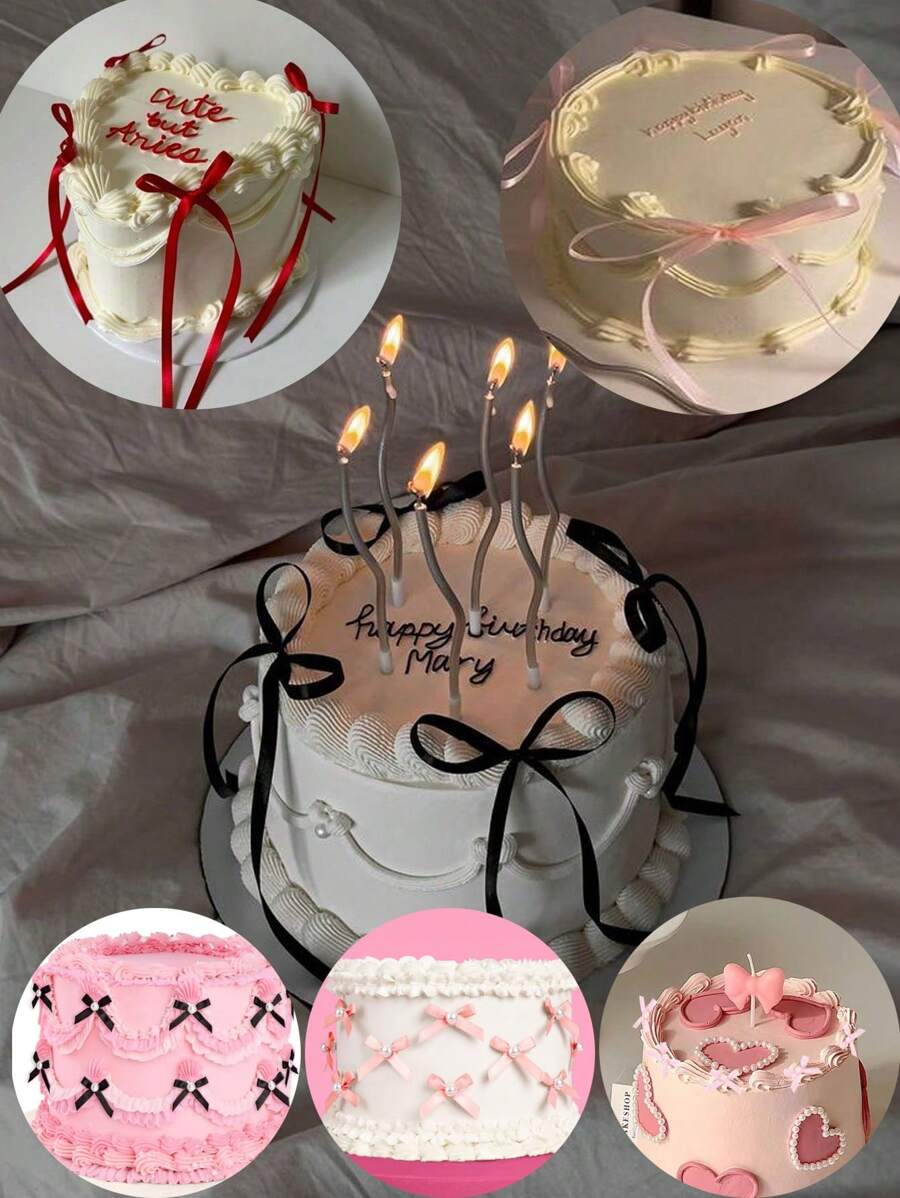12/10pcs Red/Black/Pink Elegant Bow Cake Decorations, Mother's Day & Valentine's Day Cake Decor, Dessert Bow Decor, Ribbon Cake Decorative Items, Anniversary Cake Decor Supplies, Suitable For Wedding, Party, Valentine's Day, Mother's Day, Anniversary, Birthday Cake Decorations