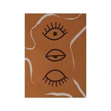 1 件焦橙色抽象墙面艺术帆布画赤土色太阳月亮简约女性线条海报波西米亚风印刷品家居装饰可选框架 - 彩色 - 查看 16