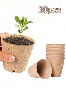 20/40/60pcs Nutritious Cups, Seedling Trays, Paper Pulp Seedling Cups, Seedling Trays, Disposable Leaf Insertion Paper Pots - Brown - View 12
