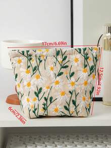 1 PC Beige Embroidered Clutch In Bulk Make Up Bag Pads Bag, Fashionable And Casual Large Capacity Portable Zipper Makeup Bags, Travel And Vacation Essentials Cosmetic Bags For Sanitary Napkins, Pouch Pads, Wired Earphones, Earpods, Headphones, Charger, Lipsticks, Cosmetics, Perfume, Skin Care And Beauty Products, Home Decor, School Girls, Keys, Holiday Gifts Bag, Room Decor, Bags,Makeup Pouch,Cosmetic Bag,Travel Essential,Large Capacity,Large Makeup Bag,Christmas Gifts,Pouch,Travel,Gifts For Women Travel Essential,Pouch,Clutch / Small Handbag, Makeup Organizer,Makeup Organize,Pouch,Brush Holder,Mini Pouch,Large Capacity Pouch,Gifts For Women,Christmas Gifts,Gift Ideas For Women