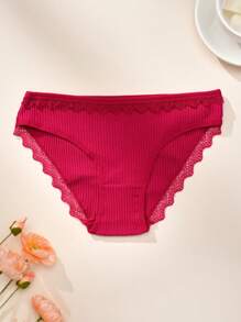 DORSU 3 piezas conjunto de ropa interior de mujer de encaje, de algodón, de talle bajo, sexy, de deseo puro, transpirable y sin costuras
