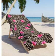 Tropical Leopard Hibiscus Floral Beach Towel, Anti-Sand Soft Large Beach Towel, Bath Towel, Bachelorette Beach Towel Party Gift, Shawl For Women, Print Quick-Dry Bath Towel, Super Absorbent Sports Towel, Portable Beach Towel, Gym Towel, Waterproof Anti-Dust, Beach Swim Bath Pool Camping Towel, Swimming Pool Towel, Bathroom Towel Summer Travel Vacation Beach Essentials