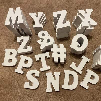 1Pc 3D Wood Letter For Table Top, White Block Letters For Decor Standing, Party Decor, A-Z Letters, 3D Decor For Weddings, Birthdays, And Home(8*6*1.2cm) Summer Gifts Beach Back To School School Supplies Room Decor