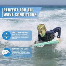 CONTOUR SURF Reed Body Board 33 Inches Bodyboard Body Boa For Beach Lightweight EPS Core Dual Channel Double Swivel Coiled Wrist Leash For All Surfing Levels - LoveBirdGreen - View 5
