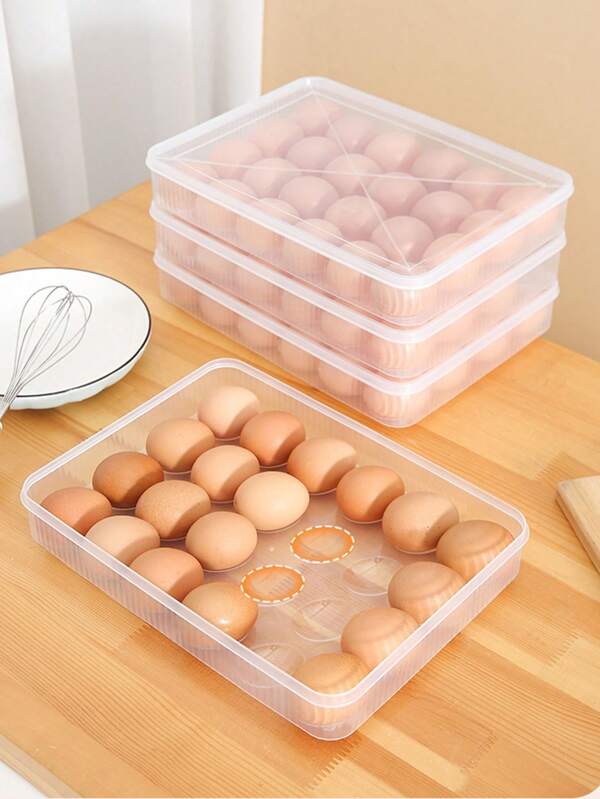 Caja de almacenamiento de huevos de 24 ranuras con tapa, organizador de cocina para huevos de gallina y pato, bandeja portadora de huevos
