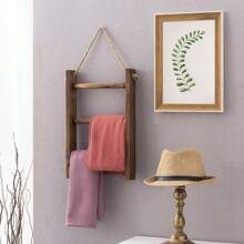 Rustic Wooden Ladder Shelf – Wall-Mounted Storage Rack With 3-Tier Shelves And Hanging Rope – Versatile Organizer For Bathroom, Kitchen, Bedroom, Office – No Electricity Needed, Rustic Wood Ladder Hand Towel Rack For Bathroom, Farmhouse Home Decor Accessories -1 Piece