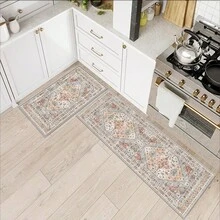 1/2 Set Large Area Washable Carpets, Hallway Rugs, Easy Cleaning Carpets Suitable For Living Room, Bedroom, Vintage Home Decor - Orange - View 15