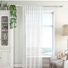 1 Pc Curtain Rods For Windows , Decorative Drapery Rod , 5/8 Inch Small Curtain Rod With Round Finials Easy To Install,For Bedroom, Living Room, Kitchen And Outdoors.24''-94'',White/Black - White - View 3