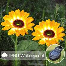 2x Solar Flower Stake Lights Outdoor Garden Path Party LED Lamps Sunflower Decor