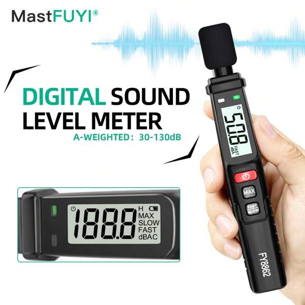 Mastfuyi FY8862 Schallpegelmesser Digitales Schallmessgerät Audiomessgerät Sonometer 30-130dB tragbarer Dezibelmesser