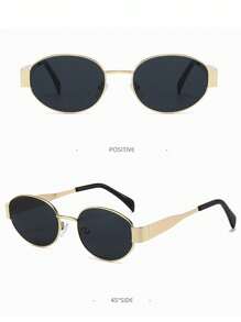Exquisite Oval Small Frame Fashion Glasses, Metal Retro Fashion Glasses For Men And Women, Suitable For Summer Sun Protection, Beach Vacation, Outdoor Sports, Party, Self-Driving, Fishing, Cycling, Shopping And Taking Photos Accessories