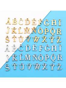 Paquete de 26 piezas de letras mayúsculas del alfabeto A-Z verticales, colgante de joyería DIY, dije perforado creativo para pulsera, collar, accesorios de regalo S128