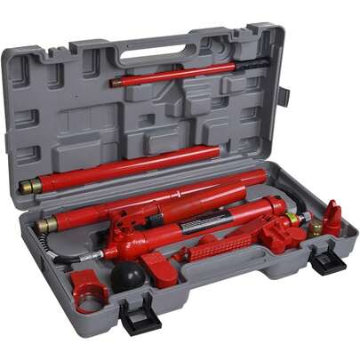 Holdfiturn 10 Ton Hydraulic Power Jack Kit – Heavy Duty Car Frame Repair Tool With Oil Hose And Pump – Portable Auto Bodywork Equipment For Garage, SUV, Truck, Workshop, And Construction Use (Red)