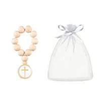 Bomboniere per ospiti del battesimo, mini rosari in legno come bomboniere per battesimo, bomboniere per comunione in quantità, ricordo della cresima, bomboniere per eventi religiosi cattolici - Beige - Visualizzare 9