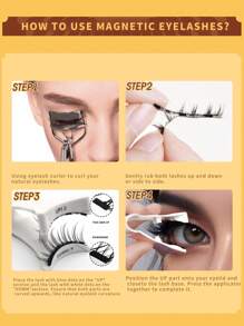 1 par de pestañas magnéticas de aspecto natural, 1 par de pestañas magnéticas reutilizables con aplicador, kit de pestañas magnéticas sin necesidad de pegamento, fácil de poner y quitar, pestañas postizas