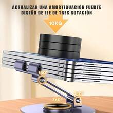 Soporte Celular Plegable Giratorio 360° para Escritorio - Accesorio Móvil Ajustable - Morado - Ver 7