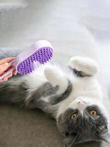 1pc New Models Purple Steamy Dog Brush Electric Spray Cat Hair Brush 3 In1 Dog Steamer Brush For Massage Pet Grooming Removing Tangled And Loose Hair No-Wash In Autumn And Winter