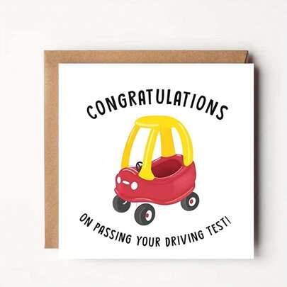Felicitaciones por aprobar el examen de conducir - Tarjeta de felicitación de estilo lindo - La tarjeta de felicitación por el éxito en el examen de conducir es adecuada para cumpleaños, Eid Al-Fitr, Eid Al-Adha, Halloween, Día de la Independencia, Día del Trabajo, Acción de Gracias, Oktoberfest de Múnich