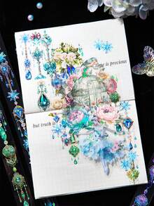 美丽的一天 PET 计划本和纸胶带 - 星链系列，华丽珠宝主题装饰贴纸，8 种设计，适用于 DIY 计划本和笔记本学校用品，返校 - 彩色 - 查看 6