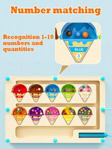 儿童木制磁性颜色数字迷宫，木制颜色分类迷宫，木制颜色匹配学习计数拼图板，蒙特梭利计数配对游戏颜色分类板，蒙特梭利精细动作技能玩具，磁性玩具，磁性游戏。适合3岁以上儿童 - 彩色 - 查看 8