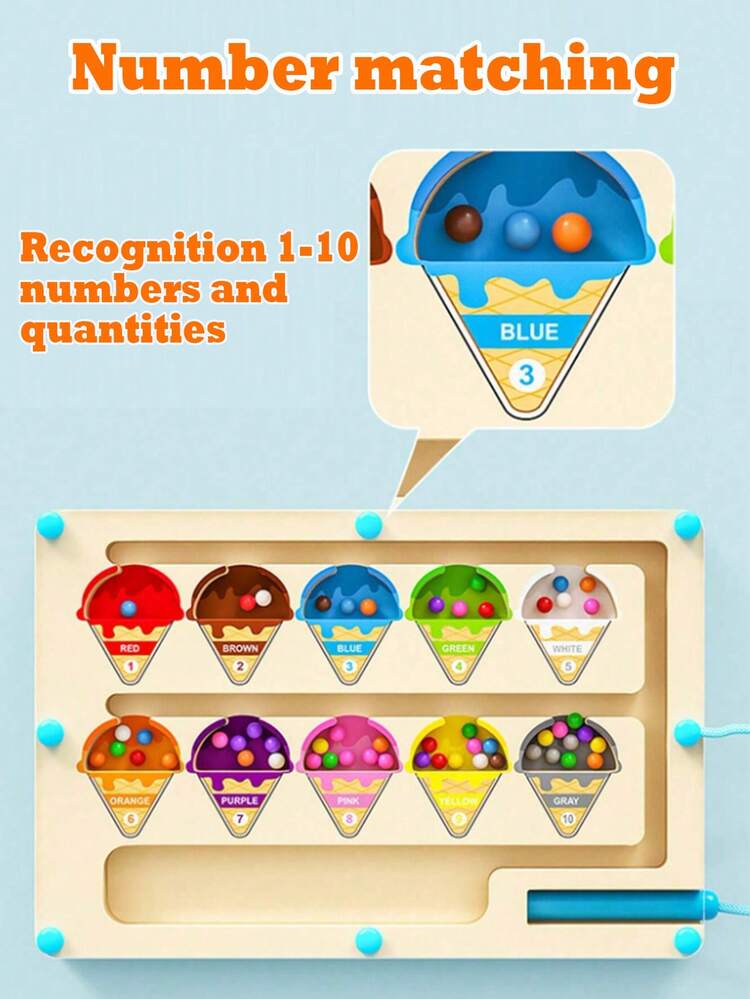 Children's Wooden Magnetic Color And Number Maze, Wooden Color Classification Maze, Wooden Color Matching Learning Counting Puzzle Board, Montessori Counting Matching Game Color Classification Board, Montessori Fine Motor Skills Toys, Magnetic Toys, Magnetic Games. Suitable For Children Aged 3+ - Multicolor - View 8