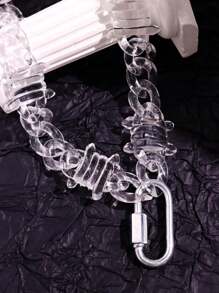 1pc Fashion Unique Creative Exquisite Funny Brilliant Luxurious Versatile Hip-Hop Punk Streetwear Style Transparent Chain Thorn Spikes Necklace, For Men's Casual Wear, Holidays & Party