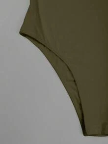 VIVINA 女士夏季纯色休闲简约褶皱连体衣，优雅 - 軍綠色 - 查看 7