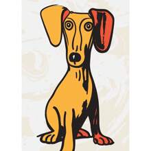 1pc Wall Arts Posters Optional Frame Modern Colorful Cute Dog Posters Canvas Painting Cartoon Abstract Animal Modern Wall Art Picture For Kid Room Home Decoration Painting