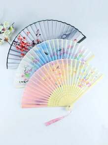 1/2/3pcs Vintage Handheld Foldable Paper Fan,Portable Bamboo Fan With Foldable Paper Cover - Perfect Summer Accessory For Staying Cool And Stylish, Perfect For Parties And Events