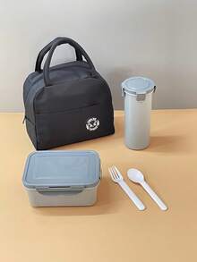 Ein 950ml Bento Lunchbox, Reisebecher und Bento Tasche, Snack- und Lebensmittelbehälter, tragbar, auslaufsicher, geeignet für Küchenlagerung und Organisation, Arbeitslunch, Picknick, Camping, Zubehör - Grau - Übersicht 8