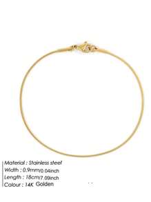 1 pièce Bracelet À Chaîne En Acier Inoxydable En Plaquage À L'Or Serpent Os Pour Adapté Pour Port Quotidien