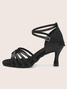 女士优雅拉丁舞鞋，踝带舞厅莎莎凉鞋，软底，适合室内/地板舞蹈 - 黑色 - 查看 4