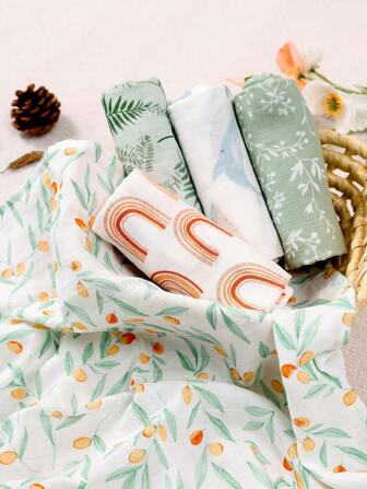 5 pacchi di asciugamani-bavaglino per neonati in mussola stampata carina, assorbenti, asciugamani da bagno/viso, salviette per bebè, asciugamani-bavaglioli o asciugamani da viso, panni in mussola morbida, elementi essenziali per neonati