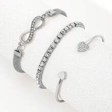 3 件套简约无限符号形 3 件套手链套装，创意 8 字形手镯，女士日常/节日礼物珠宝