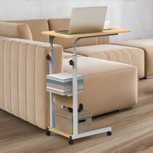 C Side Table Laptop Table Small Slim Snack Side Table For Couch Bed Sofa For Small Spaces Living Room Bedroom--Beige